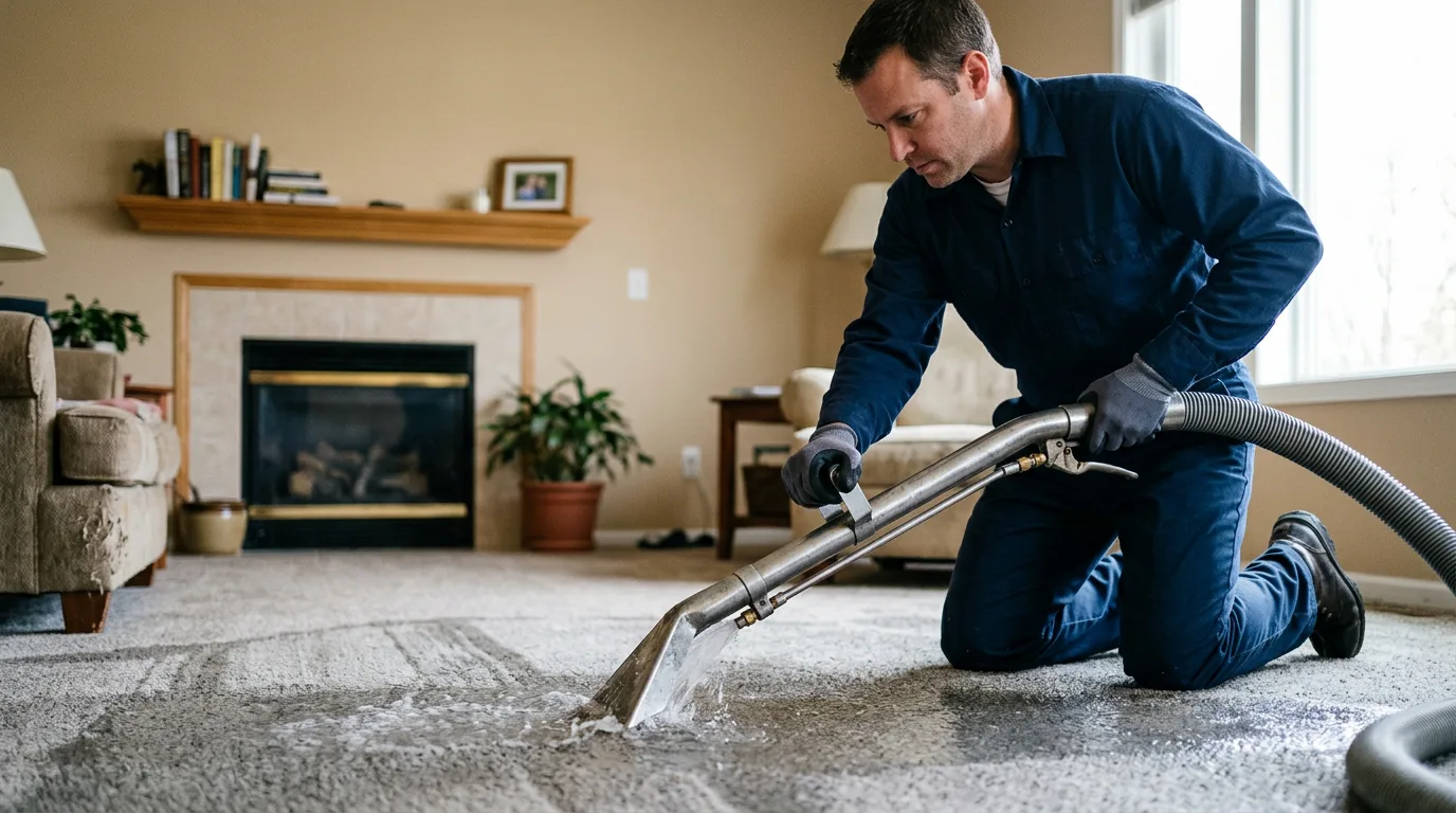 Water damage restoration technician working near Alsip, IL